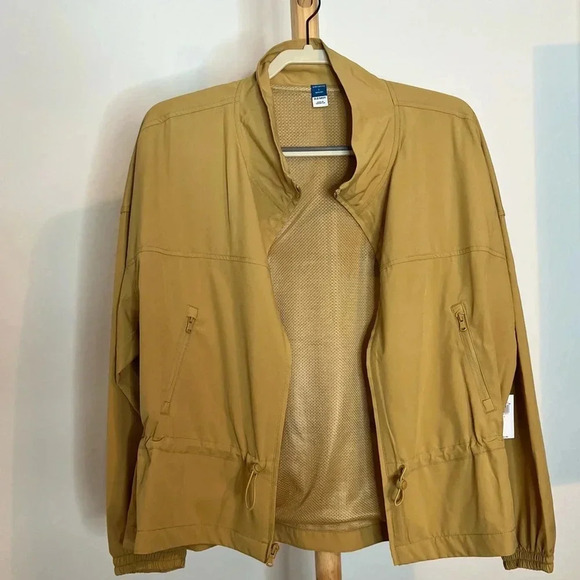 OLD NAVY Loose Stretch Tech Cinched-Waist Crop Jacket Zip-Up Mustard Size Large - Picture 8 of 10